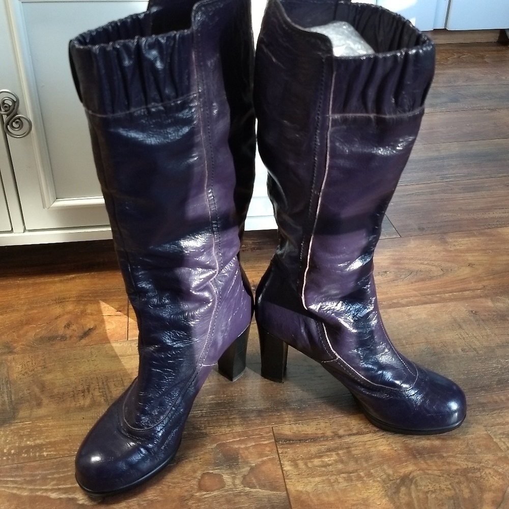 Purple Italian Leather YouByCrocs Knee High Boots